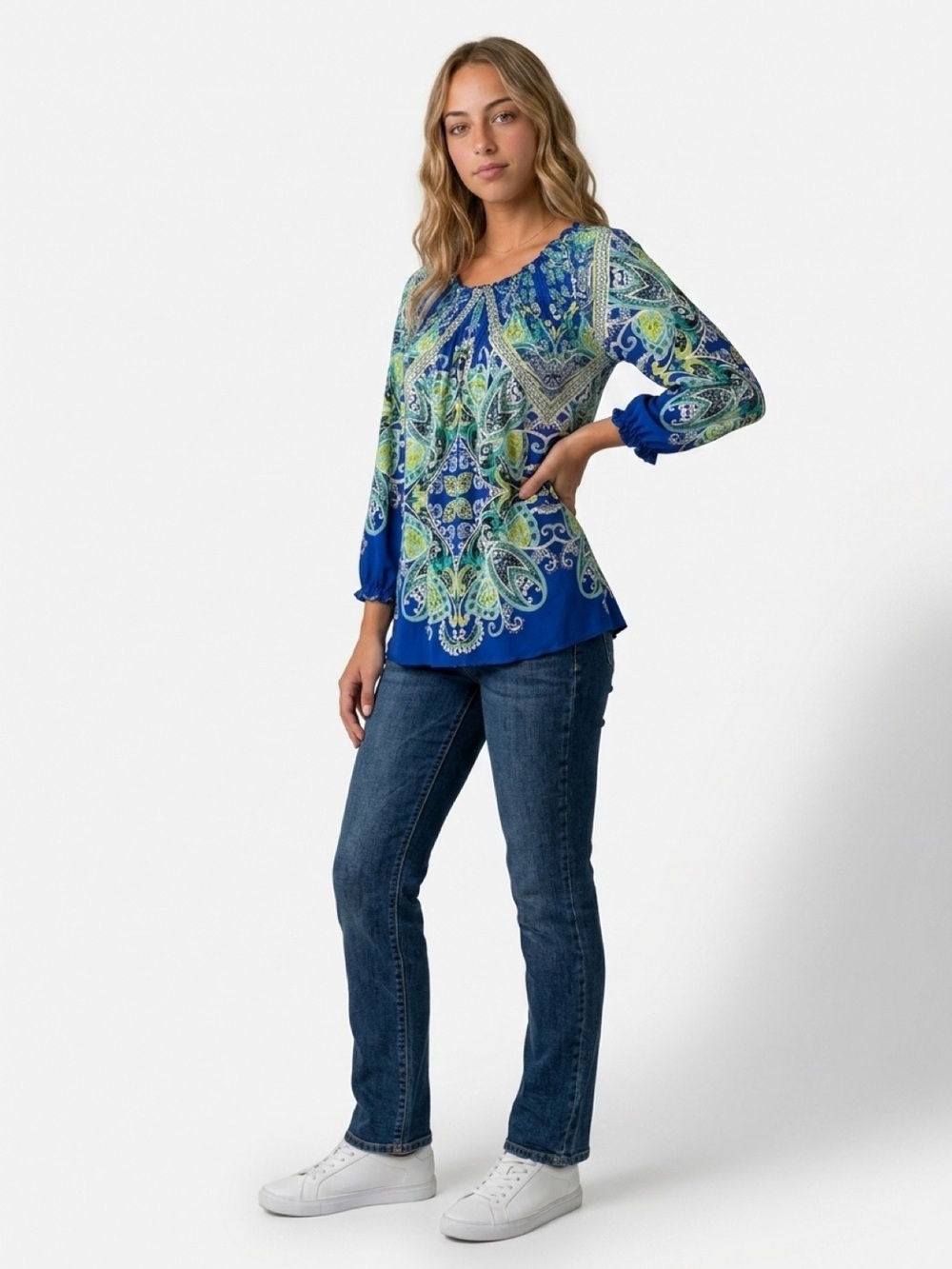 Madison Women's Paisley Tunic Blouse Multicolor Size S